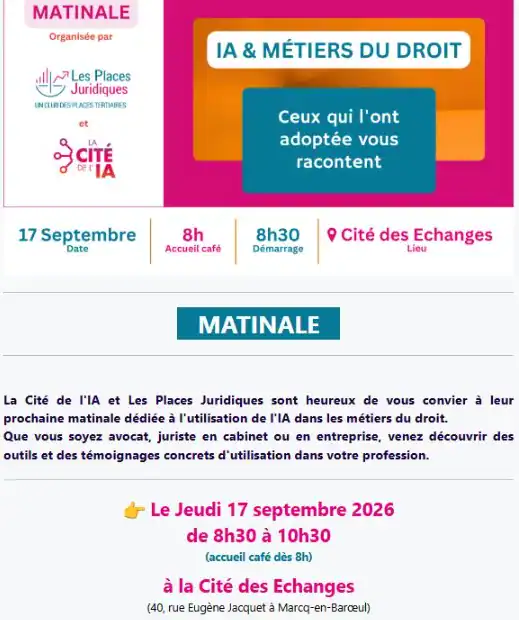 Conférence IA et Droit à Lille avec View Avocats