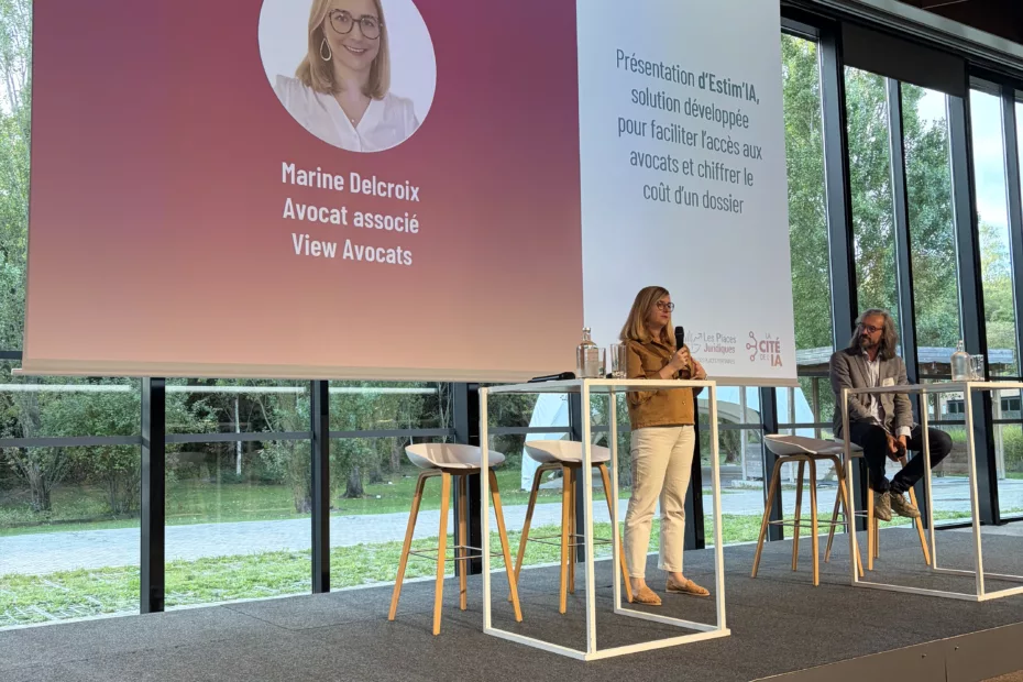 Marine Delcroix présente Estim'IA à la Cité de l'IA