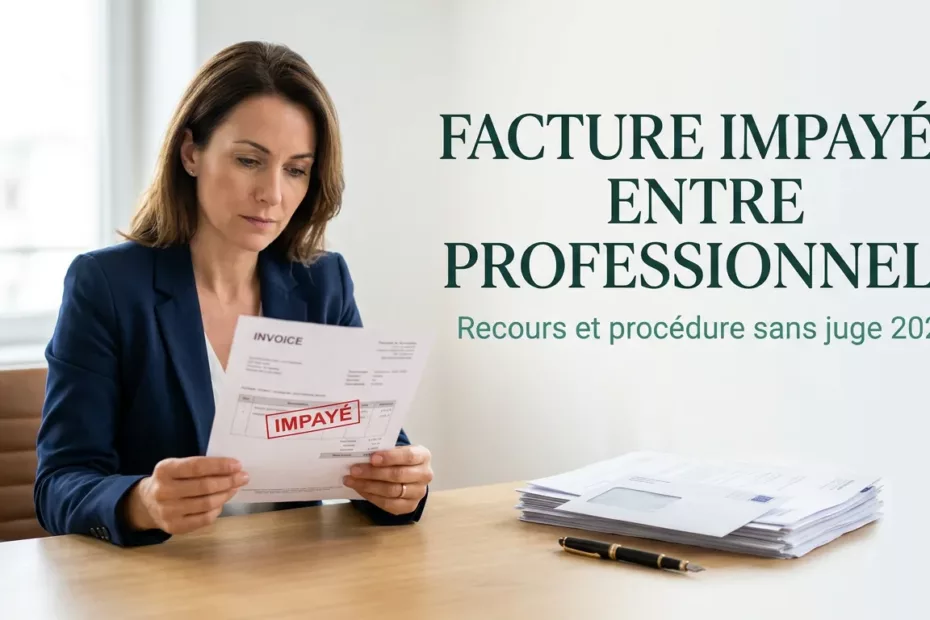 Dirigeante de PME examinant une facture impayée à son bureau